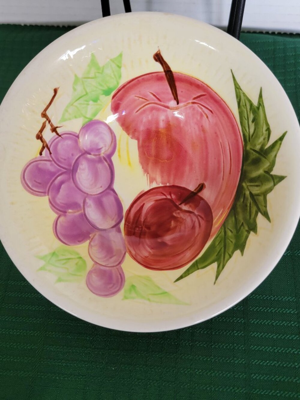 Vintage Sunnycraft Ironstone Hand Painted Bowl 1950's Apple Grapes